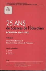 25 ans de sciences de l'éducation : Bordeaux, 1967-1992