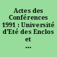 Actes des Conférences 1991 : Université d'Eté des Enclos et des Monts d'Arrée