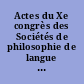 Actes du Xe congrès des Sociétés de philosophie de langue française : Congrès Bergson (17-20 mai 1959)