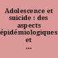 Adolescence et suicide : des aspects épidémiologiques et psychopathologiques aux perspectives thérapeutiques
