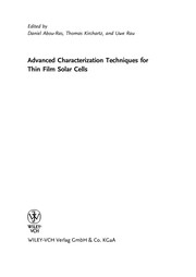 Advanced characterization techniques for thin film solar cells