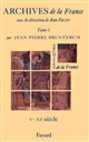 Archives de la France : Tome premier : Le Moyen âge (Ve-XIe siècle)