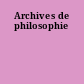 Archives de philosophie