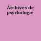 Archives de psychologie