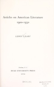 Articles on American literature : [1] : 1900-1950