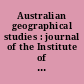 Australian geographical studies : journal of the Institute of Australian geographers. [Semestriel]