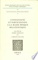 Citoyenneté et participation à la basse époque hellénistique : actes de la table ronde des 22 et 23 mai 2004, Paris, BNF
