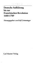 Deutsche Aufklärung bis zur Französischen Revolution, 1680-1789