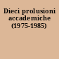 Dieci prolusioni accademiche (1975-1985)