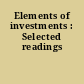 Elements of investments : Selected readings