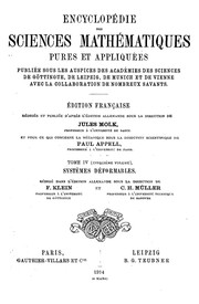 Encyclopédie des sciences mathématiques pures et appliquées... : Tome IV : Cinquième volume : Systèmes déformables