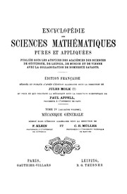 Encyclopédie des sciences mathématiques pures et appliquées... : Tome IV : Deuxième volume : Mécanique générale