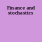 Finance and stochastics
