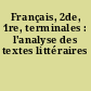 Français, 2de, 1re, terminales : l'analyse des textes littéraires