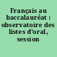 Français au baccalauréat : observatoire des listes d'oral, session 1995