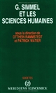 G. Simmel et les sciences humaines : actes