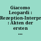 Giacomo Leopardi : Rezeption-Interpretation-Perspektiven : Akten der ersten Jahrestagung der Deutschen Leopardi-Gesellschaft Bonn/Köln, 9-11. November 1990