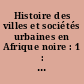 Histoire des villes et sociétés urbaines en Afrique noire : 1 : Les Villes pré-coloniales