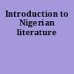 Introduction to Nigerian literature