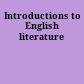 Introductions to English literature