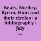 Keats, Shelley, Byron, Hunt and their circles : a bibliography : July 1, 1950-June 30, 1962