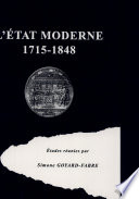 L'État moderne : regards sur la pensée politique de l'Europe occidentale entre 1715 et 1848