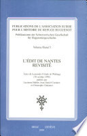 L'Edit de Nantes revisité : actes de la journée d'étude de Waldegg (30 octobre 1998)