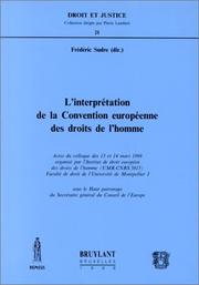 L'interprétation de la Convention européenne des droits de l'homme : actes du colloque des 13 et 14 mars 1998