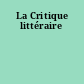 La Critique littéraire
