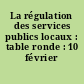 La régulation des services publics locaux : table ronde : 10 février 2000