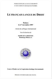 Le français langue du droit : colloque international, Poitiers 6 et 7 novembre 1997