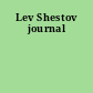 Lev Shestov journal