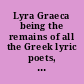 Lyra Graeca being the remains of all the Greek lyric poets, from Eumelus to Timotheus excepting Pindar : 1 : Vol. including Terpander, Alcmqn, Sappho and Alcaeus