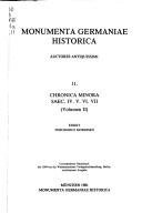 Monumenta germaniae historica : Auctores Antiquissimi : 9 : Chronica minora : saec IV. V. VI. VII : Vol. 1