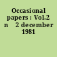 Occasional papers : Vol.2 nž 2 december 1981