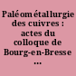 Paléométallurgie des cuivres : actes du colloque de Bourg-en-Bresse et Beaune, 17-18 oct. 1997