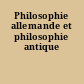 Philosophie allemande et philosophie antique