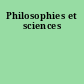 Philosophies et sciences