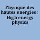 Physique des hautes energies : High energy physics