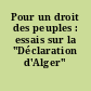 Pour un droit des peuples : essais sur la "Déclaration d'Alger"