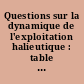 Questions sur la dynamique de l'exploitation halieutique : table ronde ORSTOM-IFREMER, Montpellier, du 6 au 8 septembre 1993