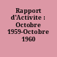 Rapport d'Activite : Octobre 1959-Octobre 1960