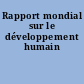 Rapport mondial sur le développement humain