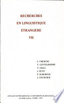 Recherches en linguistique étrangère... : 7