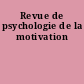 Revue de psychologie de la motivation