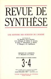 Revue de synthèse no. 3/4 : Une histoire des sciences de l'homme : contributions