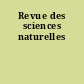 Revue des sciences naturelles