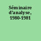 Séminaire d'analyse, 1980-1981