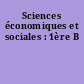 Sciences économiques et sociales : 1ère B