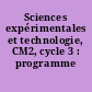 Sciences expérimentales et technologie, CM2, cycle 3 : programme 2003